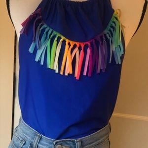 One-piece Girl’s Swimsuit Blue & Rainbow